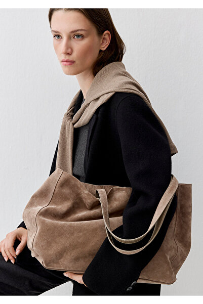 Mavi Süet Deri Kahverengi Omuz Çantası 1913693-70367