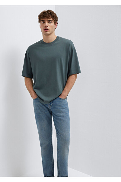 Mavi Yeşil Basic Tişört Oversize / Geniş Kesim 0613113-71598