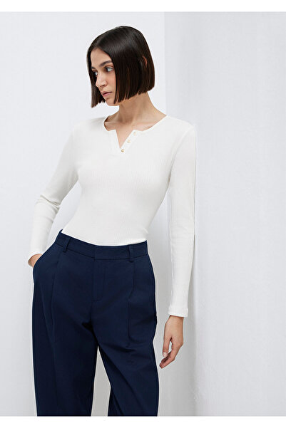 Mavi Long Sleeve Button Detailed Ecru T-Shirt Slim Fit / Narrow Cut 1613756-7...