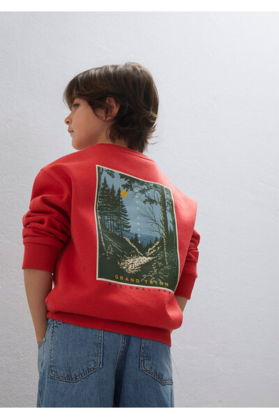 Mavi Принт „Nature Roams On“ върху оранжева суитшърт 6S10148-71079