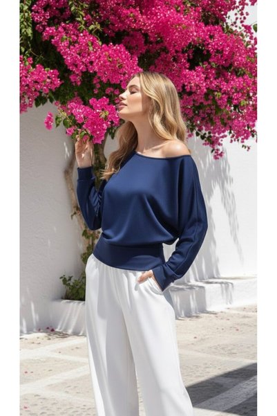 SİBELİZE Women's Boat Neck Blouse Sweatshirt