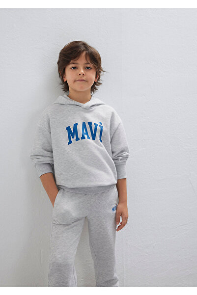 Mavi Logo Baskılı Gri Sweatshirt 6S10113-88467