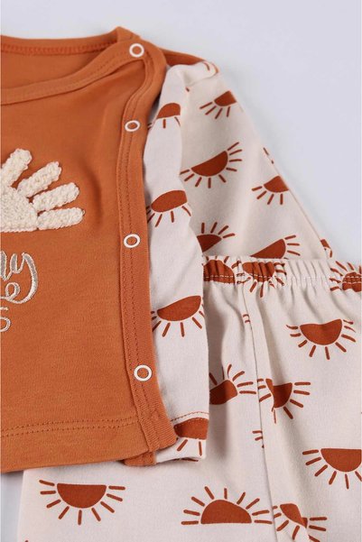 VEGAMOD Boy Newborn Self Gloves Synaphy Sun Embroidered Triple Set
