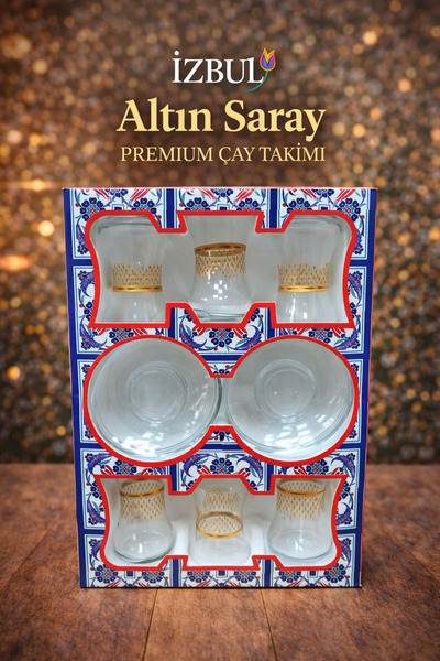 izbul Altın Işıltısı, Desen Çay Seti , 6’lı İnce Belli Tabaklı Çay Takımı