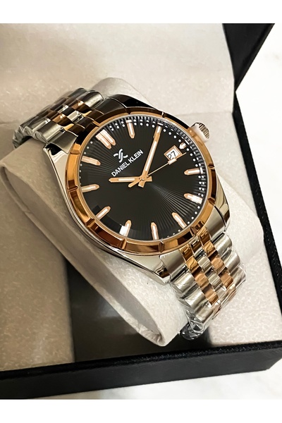 Daniel Klein Erkek Kol Saati Çift Renk Çelik Kordon Siyah Kadran su geçirmez