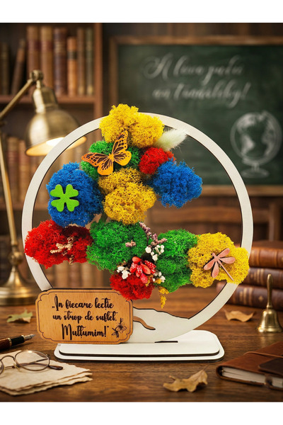 OEM Gift for Teachers – White Bonsai 20 cm with Special Message, Stabilized N...