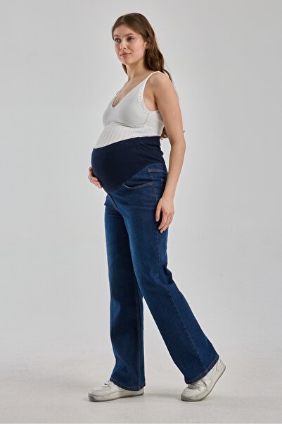 KATLİN MATERNİTY WEAR بنطال جينز للحوامل بأرجل واسعة و ليكرا - تصميم خصر قابل...