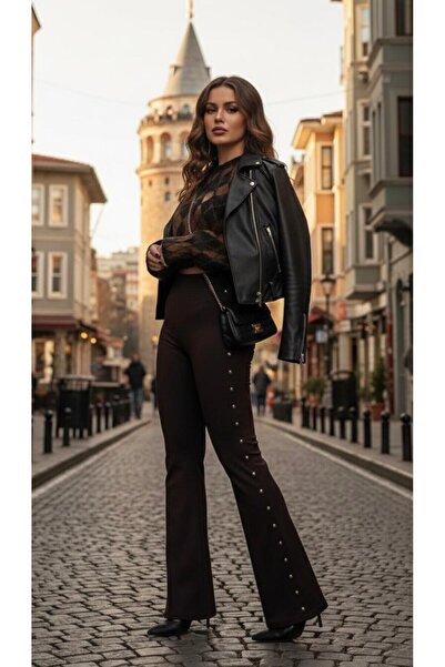 SİBELİZE Premium Quality Side Staple Waistband with Elastic Detail Pantalon