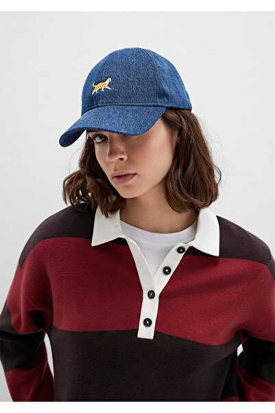 Mavi Cat Embroidered Denim Hat 1913012-10241