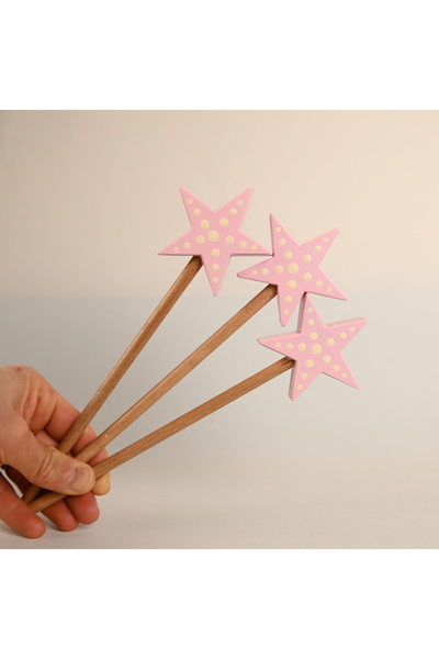 Zyt Tasarım Star Fairy Wand 3Pcs Wooden Toy Decor