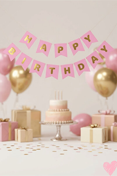 Bunloon Banner roz La mulți ani, Banner decorativ pentru petrecerea de aniver...