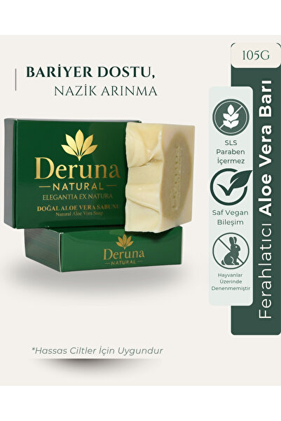 DERUNA NATURAL Doğal Aloe Vera Sabunu - Yoğun Nemlendirici & Ferahlatıcı - Ze...
