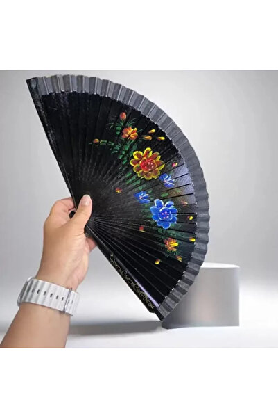 FREEDOM STOREE Μπαμπού Διπλής όψης Μαύρη Βεντάλια 12-συσκευασία