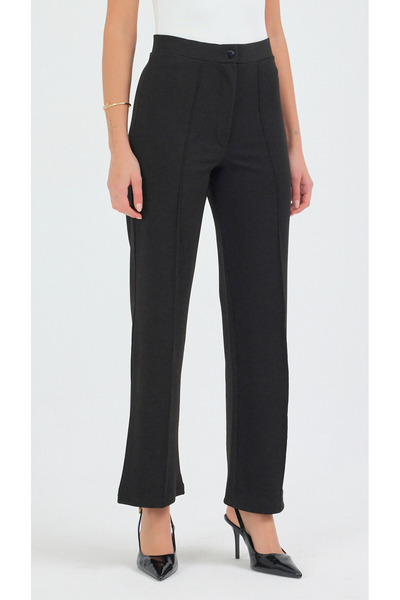 Geco بنطلون نسائي فاخر عالي الخصر يبرز انحناءات الجسم قماش مجدّل واسع الأرجل ...