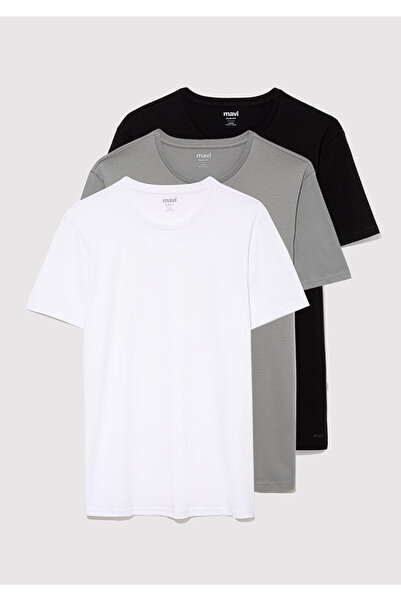 Mavi 3er-Pack Basic-T-Shirt für Herren mit Rundhalsausschnitt, schmale Passfo...