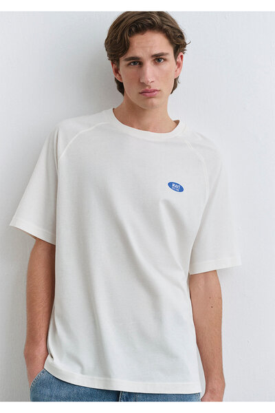 Mavi Tricou ecru imprimat cu logo Loose Fit / Loose Relaxed Fit 0612550 -70057