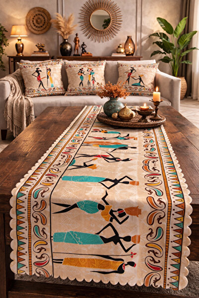 SasoHome Krem pod, etnički afrički tirkiz Sa deznom Digitalna štampa komad de...