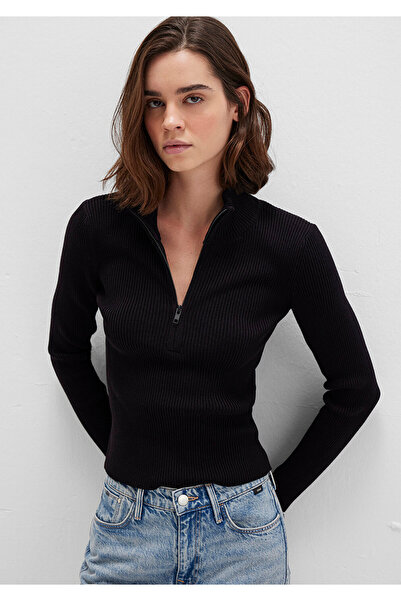 Mavi Half Zippered Stand Collar Black Sweater Fitted / Fitted Cut 1710519 -900