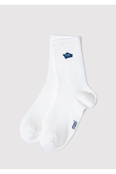 Mavi White Socket Socks with Turtle Pattern 1912444-620