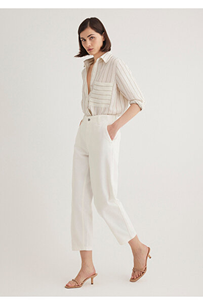 Mavi Spodnie damskie tkane w kolorze złamanej bieli - M 1010649