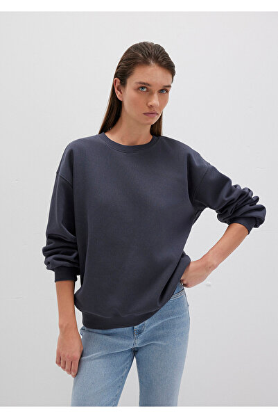 Mavi Marineblaues Basic-Sweatshirt mit Rundhalsausschnitt 1610198-70726