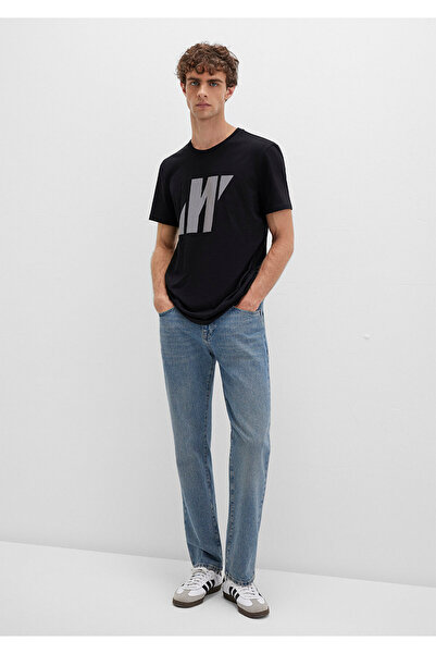 Mavi Pro Reflektör Logo Baskılı Siyah Tişört Slim Fit / Dar Kesim 066000-900