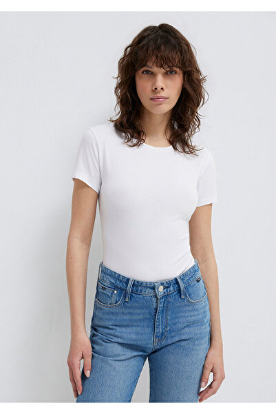 Mavi Tricou de bază alb elastic Regular Fit 0610252 -620