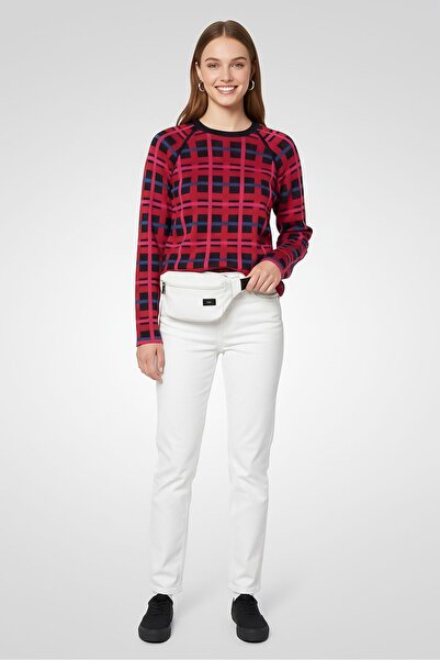 Lacoste Women Crew Neck Geometric Sweater, Multicolor