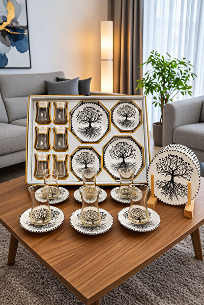 Kezze 18 Parça HRC Pasta Takımı| 6 Adet Çay Bardağı 6 Adet Çay Tabağı 6 Adet ...