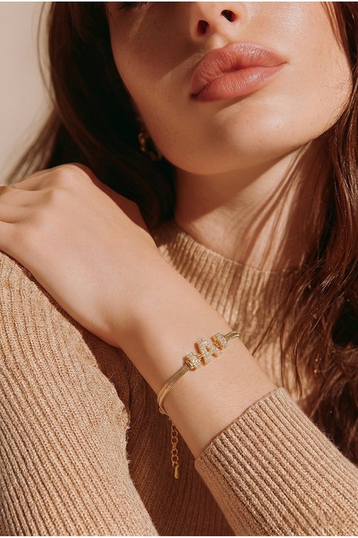 MİLUNXTE 14k Altın Kaplama A Harfli Çelik İtalyan Yılan Zincir Bileklik Karar...