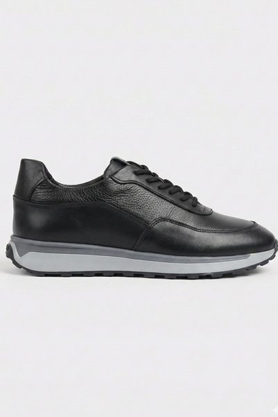 LUSIVE 100% Genuine Leather Black Lace-Up Comfortable Casual Men's Shoes Luass28Al0041