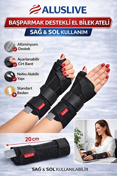 ALUSLİVE Aluslive Başparmak Destekli El Bilek Ateli ( Splint )sağ Ve Sol Kull...
