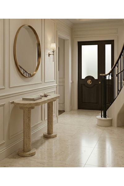 NZCollection Premium Traverten Dresuar Yarım Ay Form – Lüks Antre Konsolu 100...