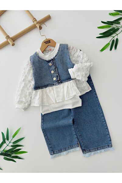 Minigimin Cicileri طقم بناتي من 3 قطع من ميني جيمين سايسيليس فيستو - أزرق فاتح