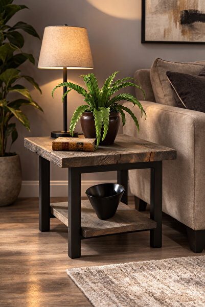 KÜTÜKhouse Masif Ahşap Sehpa 60x60 cm