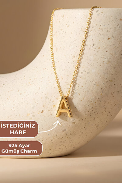 ZOLESSA Kadın Kişiye Özel Harfli Kolye Altın Rengi 925 Ayar Gümüş Charmlı Min...