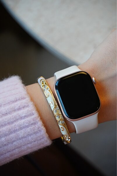 Vina Bag Kadın Bej-Lila Mineli Kelepçeli Sedefli Bileklik - 316L Paslanmaz Çelik