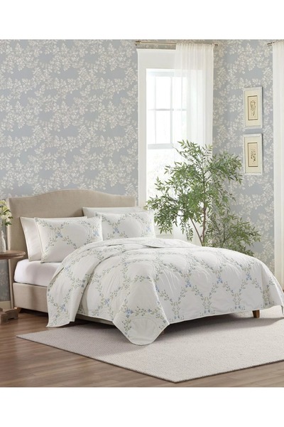 Bee Home فلورال بلو | غطاء سرير قطن 100% مزدوج 3 قطع