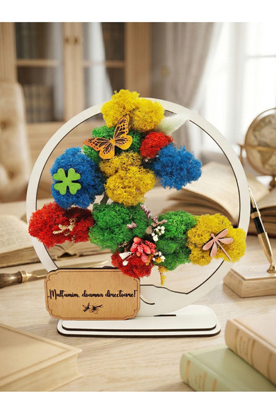 OEM Bonsai gift, with stabilized lichens, made of white wood, "wenge Director...