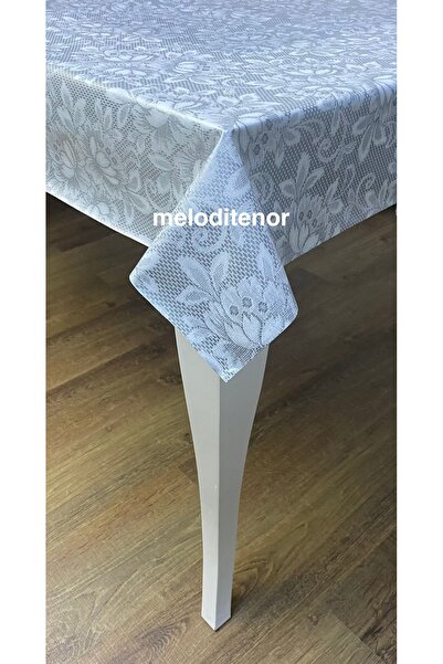 MİRELLA İnce elyaf astarlı file dantel işleme desen gümüş beyaz çiçekli silin...