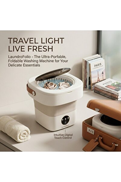 Denx غسالة ملابس صغيرة محمولة قابلة للطي بسعة 11 لترًا مع مجفف دوار للتنظيف ب...
