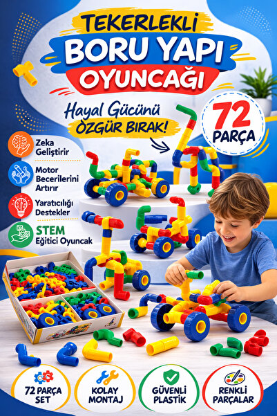 Wheeled Pipe 72 Pieces - Pipe Construction Toy