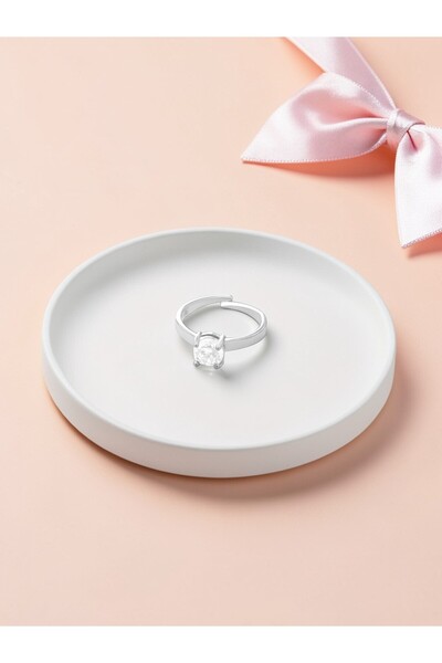 LITTLELUXE 925 Ayar Gümüş Bebek Tektaş Yüzük, Bebeğe Tektaş, Bebek Tek Taş Yü...