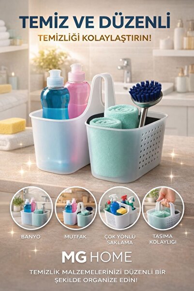 VENON Košara za organizaciju kupaonice sa držačem 💚 Sredstva za čišćenje Tuš...