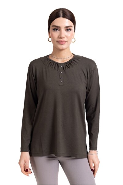 Mutlu City Noul sezon 2024 Bluză din bumbac pieptănat pentru mama, cu model s...