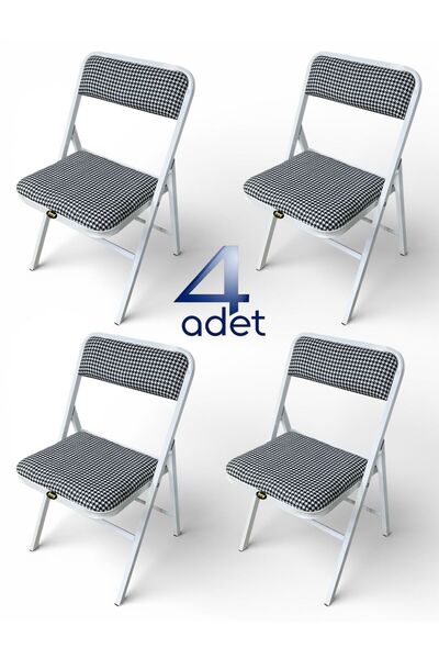 hey Katlanır Kamp Sandalyesi Piknik Sandalyesi Beyaz Kazayağı Kumaş 4'lü