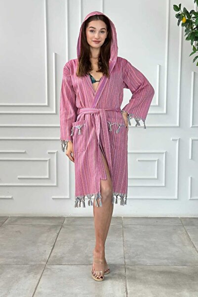 My-o Αυθεντικό Pompom Hooded Peshtemal Μπουρνούζι Πράσινο