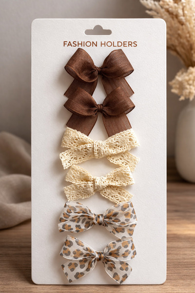 Laria Leopar Puantiyeli 6'Lı Kız Bebek Çocuk Toka Seti