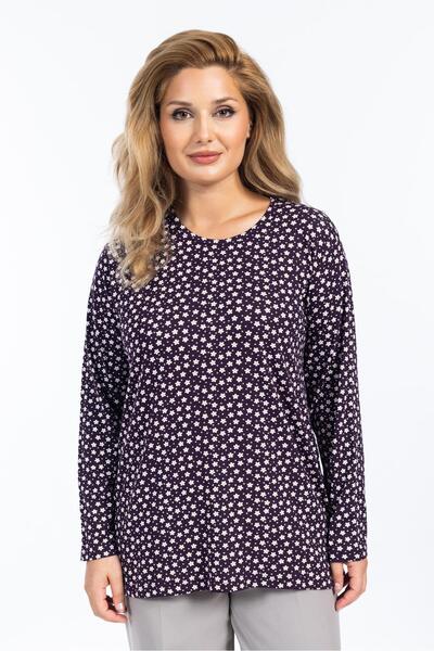 Mutlu City Bluză de damă de înaltă calitate, cu gât rotund, cu model floral, ...