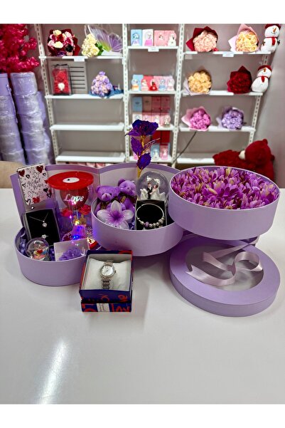 AYIEVRENİ Mor Kat Kat Mutluluk Evreni Sevgiliye Hediye Kutusu